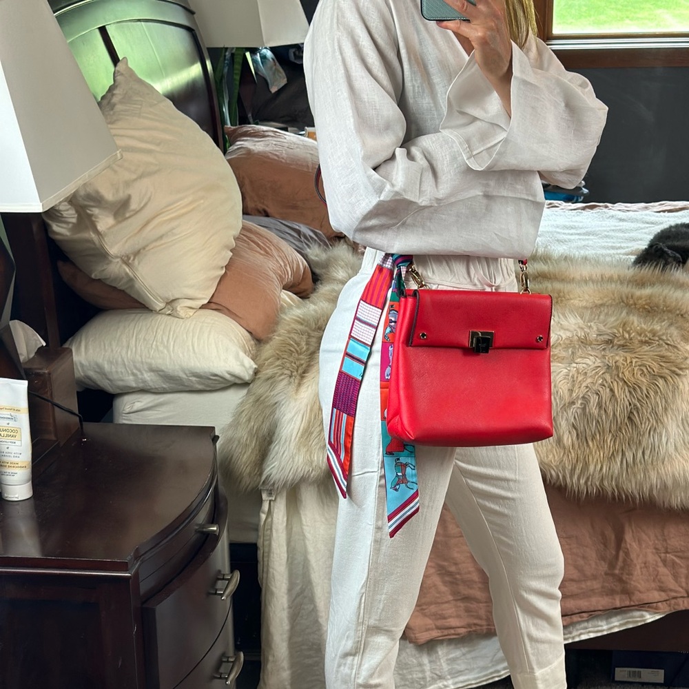 Dune London Red Leather Crossbody Bag - Picture 16 of 16